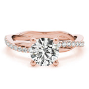 Lustrous Twisted Dia Shank Engagement Ring Round Diamond Engagement Ring in 10K/14K gold and platinum with certified lab-grown or natural diamonds