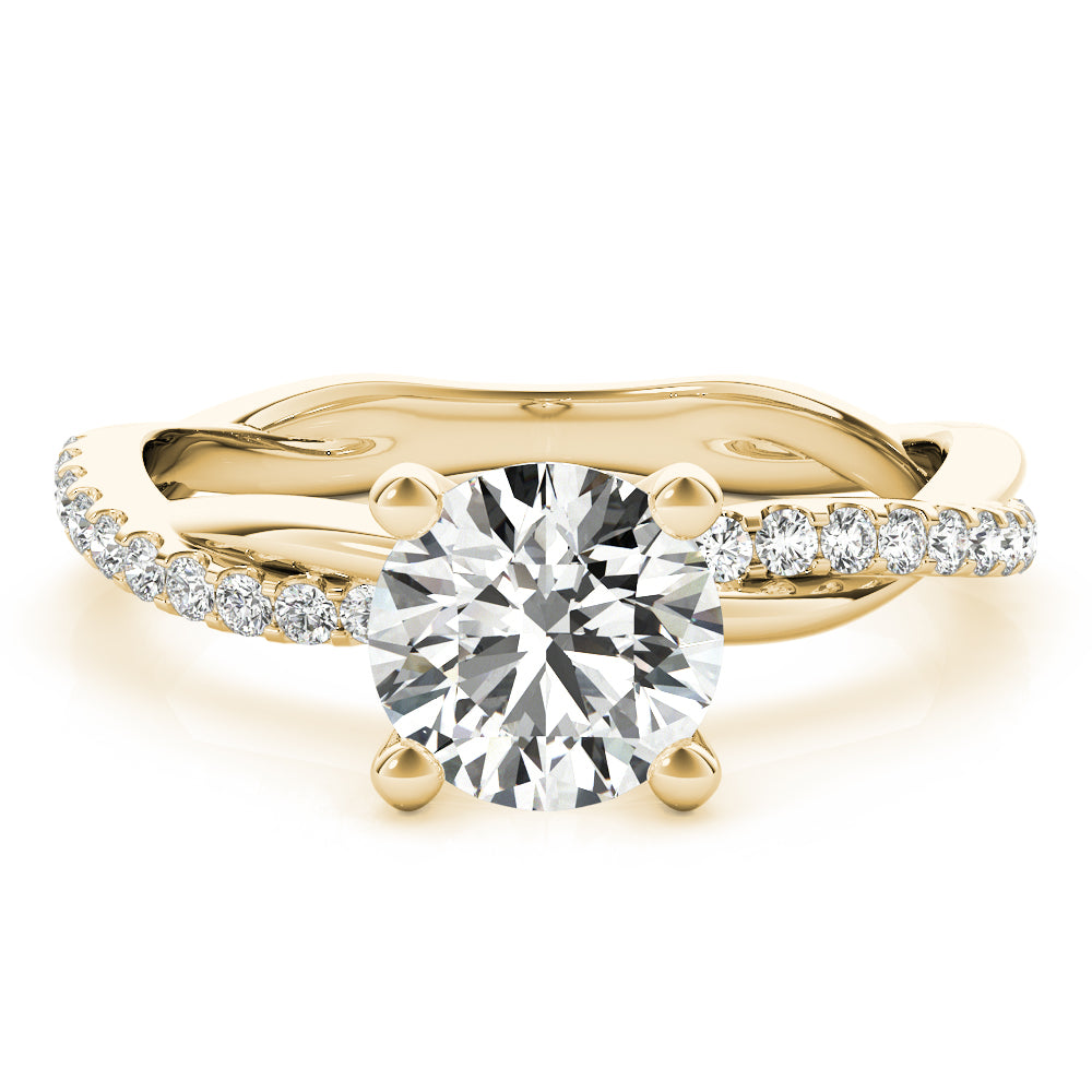Lustrous Twisted Dia Shank Engagement Ring Round Diamond Engagement Ring in 10K/14K gold and platinum with certified lab-grown or natural diamonds