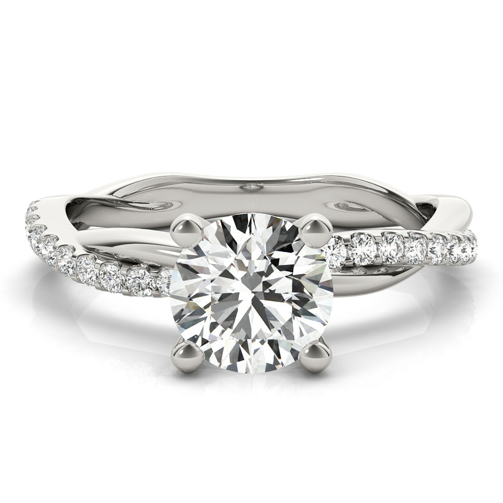 Lustrous Twisted Dia Shank Engagement Ring Round Diamond Engagement Ring in 10K/14K gold and platinum with certified lab-grown or natural diamonds