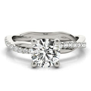 Lustrous Twisted Dia Shank Engagement Ring Round Diamond Engagement Ring in 10K/14K gold and platinum with certified lab-grown or natural diamonds