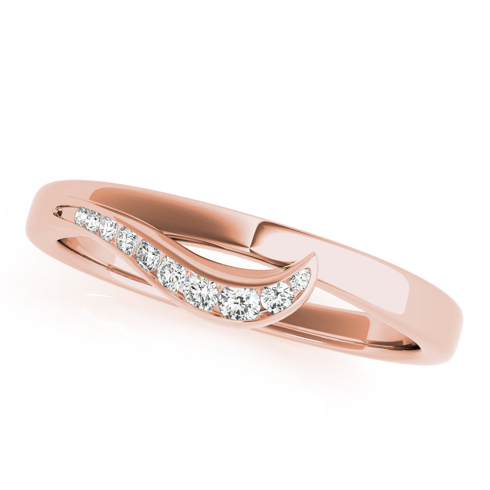 Channel Set Curved Half Eternity Ring in Gold & Platinum