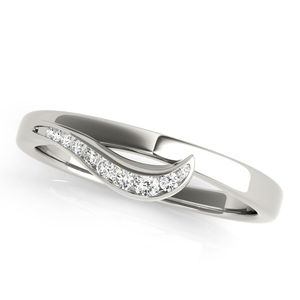 Channel Set Curved Half Eternity Ring in Gold & Platinum