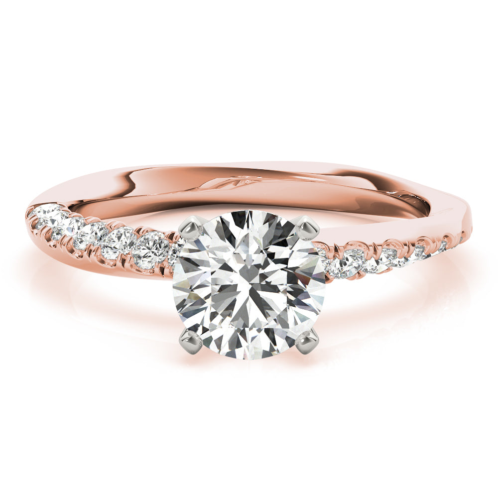 Bespoke Split Prongs Round Diamond Engagement Ring in 10K/14K gold and platinum with certified lab-grown or natural diamonds