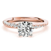 Bespoke Split Prongs Round Diamond Engagement Ring in 10K/14K gold and platinum with certified lab-grown or natural diamonds