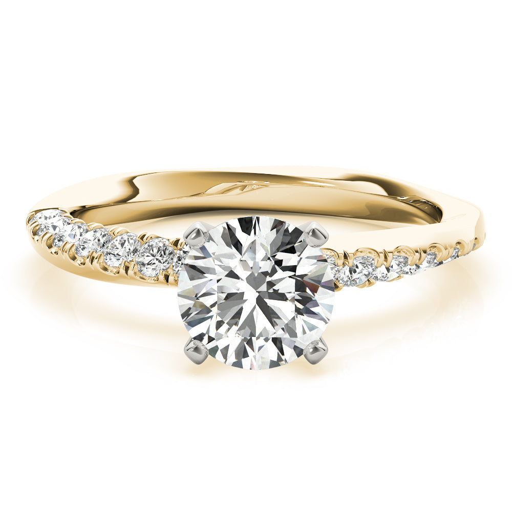 Bespoke Split Prongs Round Diamond Engagement Ring in 10K/14K gold and platinum with certified lab-grown or natural diamonds