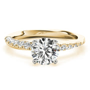 Bespoke Split Prongs Round Diamond Engagement Ring in 10K/14K gold and platinum with certified lab-grown or natural diamonds