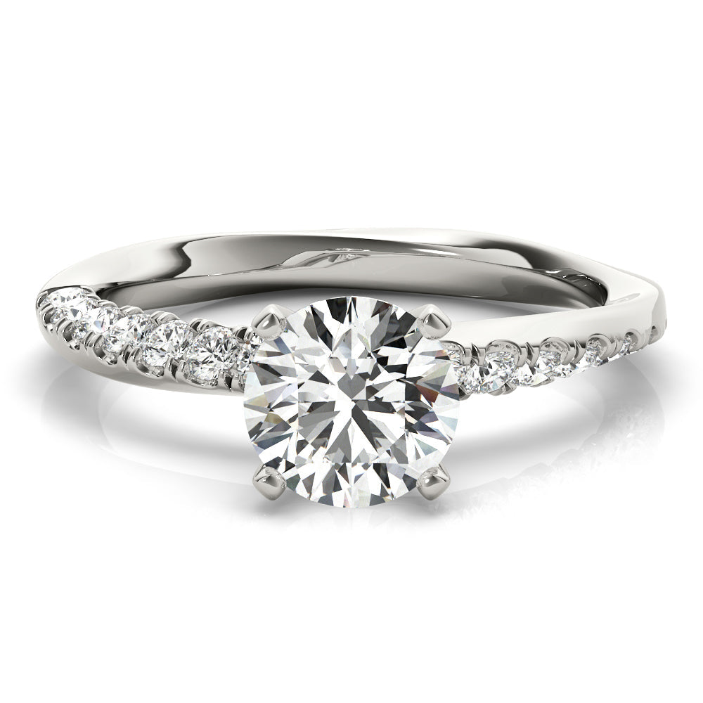 Bespoke Split Prongs Round Diamond Engagement Ring in 10K/14K gold and platinum with certified lab-grown or natural diamonds
