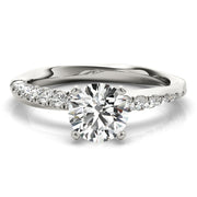 Bespoke Split Prongs Round Diamond Engagement Ring in 10K/14K gold and platinum with certified lab-grown or natural diamonds