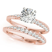 Bespoke Split Prongs Round Diamond Engagement Ring in 10K/14K gold and platinum with certified lab-grown or natural diamonds