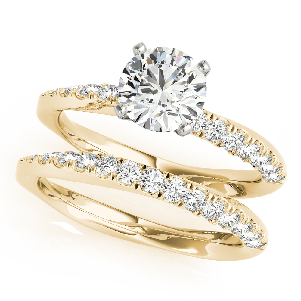 Bespoke Split Prongs Round Diamond Engagement Ring in 10K/14K gold and platinum with certified lab-grown or natural diamonds