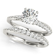 Bespoke Split Prongs Round Diamond Engagement Ring in 10K/14K gold and platinum with certified lab-grown or natural diamonds