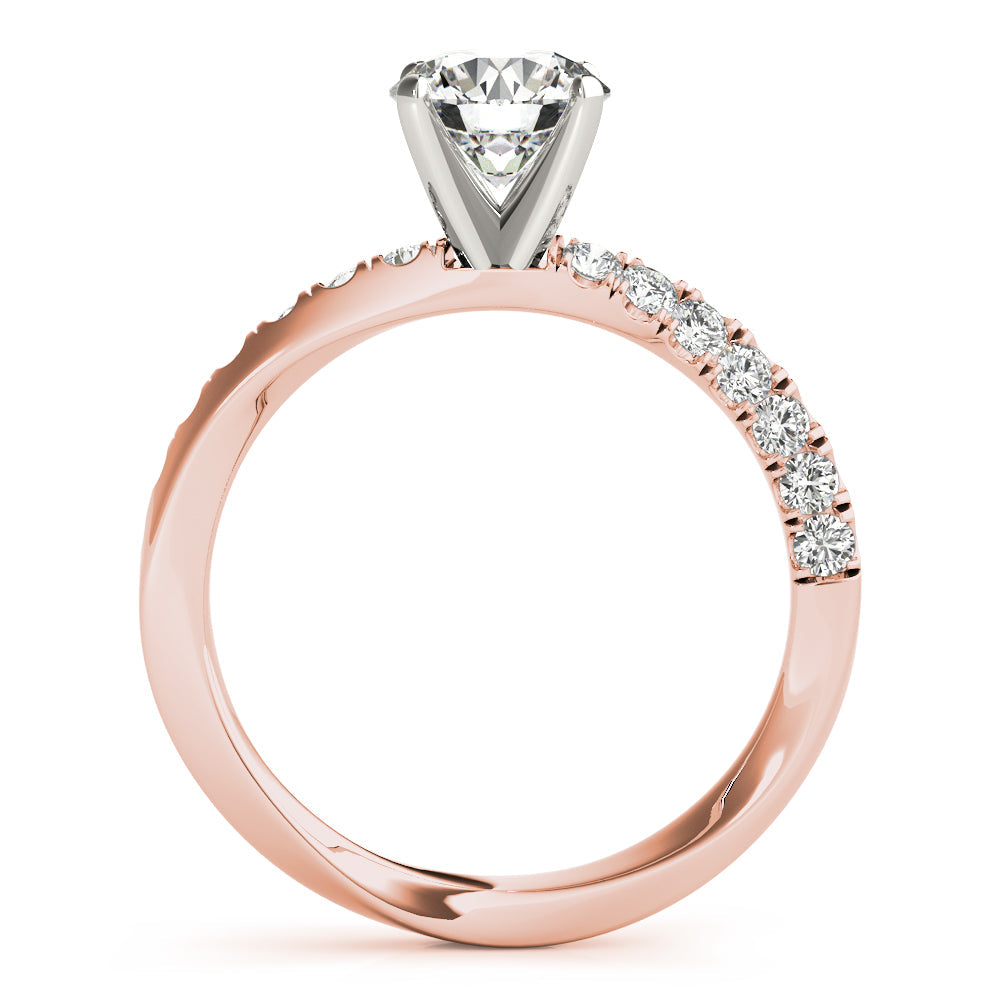 Bespoke Split Prongs Round Diamond Engagement Ring in 10K/14K gold and platinum with certified lab-grown or natural diamonds