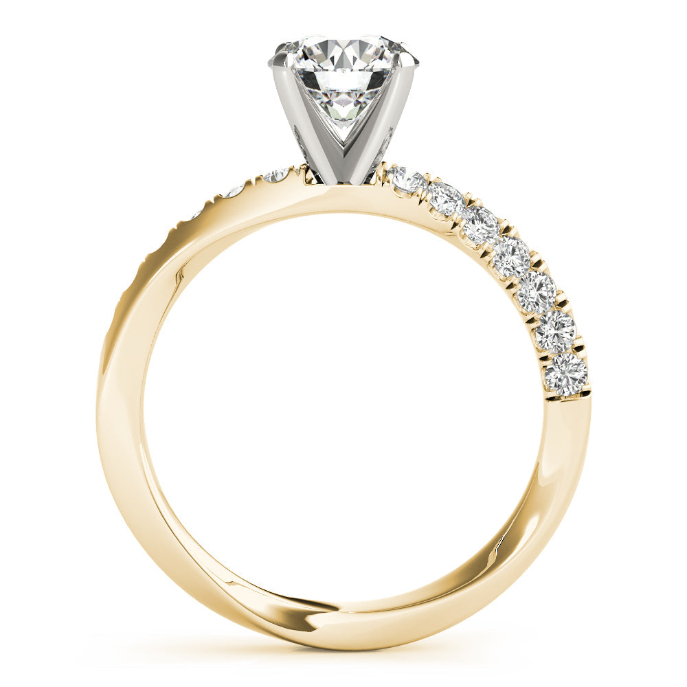 Bespoke Split Prongs Round Diamond Engagement Ring in 10K/14K gold and platinum with certified lab-grown or natural diamonds