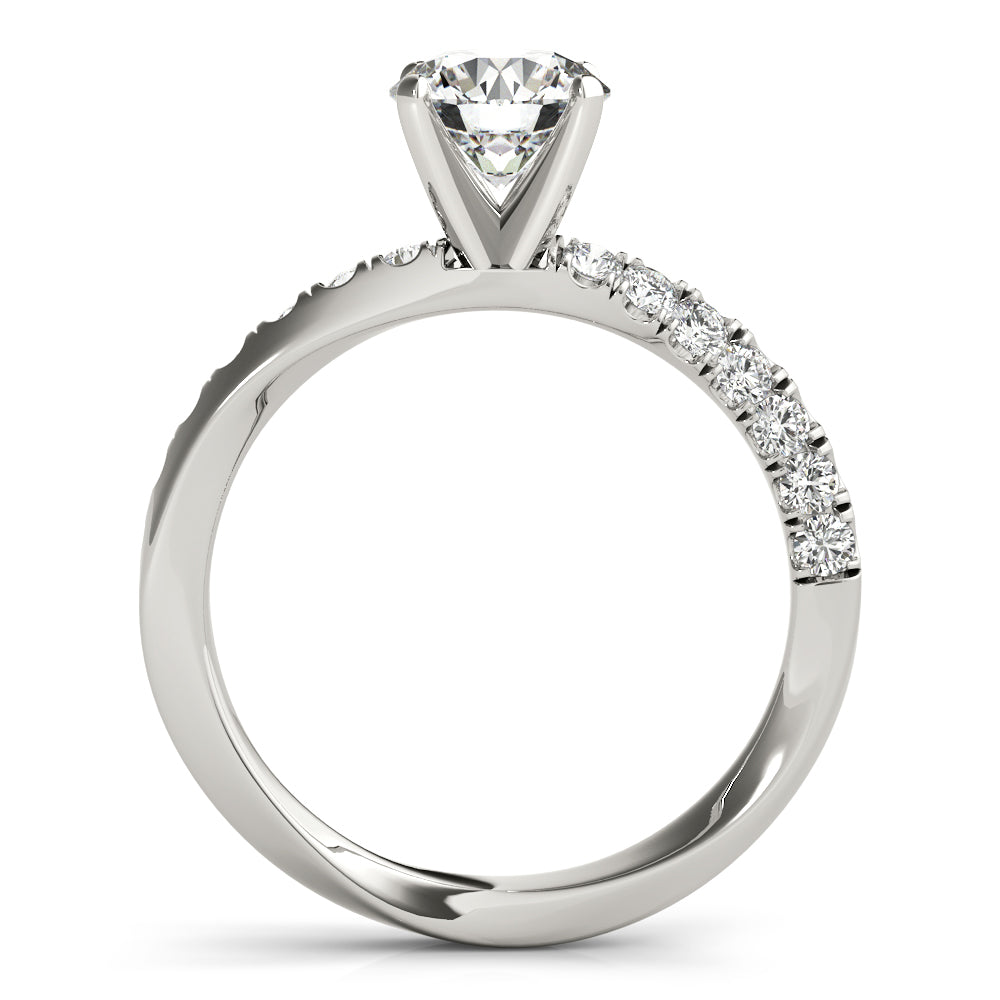 Bespoke Split Prongs Round Diamond Engagement Ring in 10K/14K gold and platinum with certified lab-grown or natural diamonds
