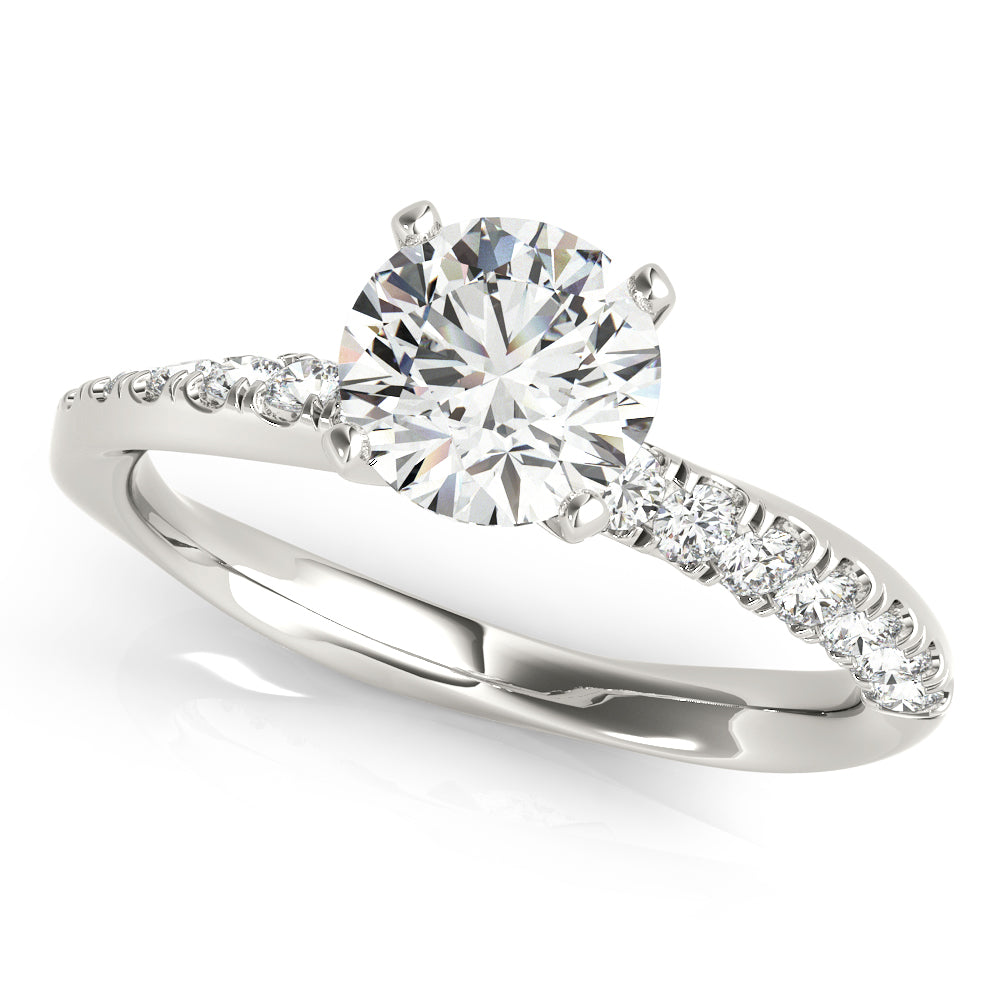 Bespoke Split Prongs Round Diamond Engagement Ring in 10K/14K gold and platinum with certified lab-grown or natural diamonds
