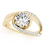 Dazzling Bypass Euro Shank Round Diamond Engagement Ring in 10K/14K gold and platinum with certified lab-grown or natural diamonds