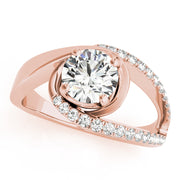 Dazzling Bypass Euro Shank Round Diamond Engagement Ring in 10K/14K gold and platinum with certified lab-grown or natural diamonds