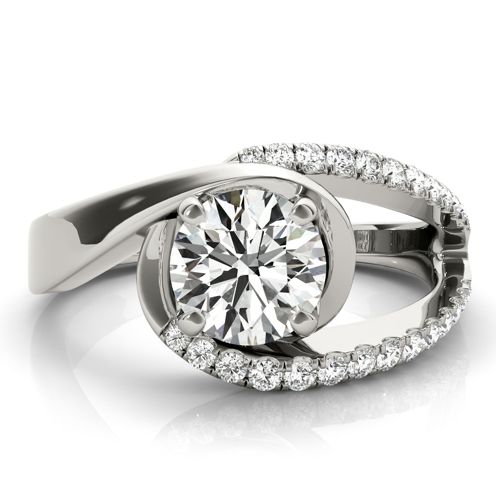 Dazzling Bypass Euro Shank Round Diamond Engagement Ring in 10K/14K gold and platinum with certified lab-grown or natural diamonds