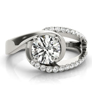 Dazzling Bypass Euro Shank Round Diamond Engagement Ring in 10K/14K gold and platinum with certified lab-grown or natural diamonds