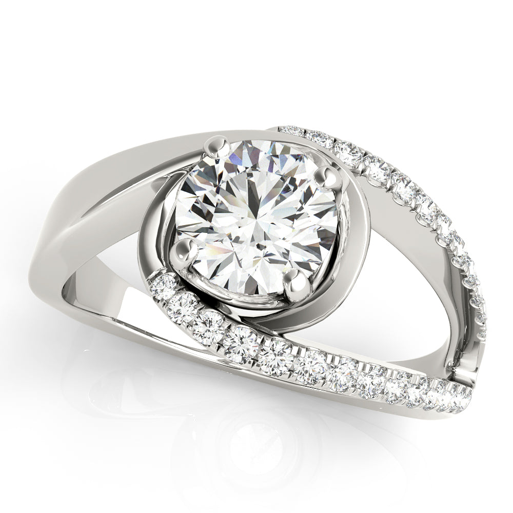 Dazzling Bypass Euro Shank Round Diamond Engagement Ring in 10K/14K gold and platinum with certified lab-grown or natural diamonds
