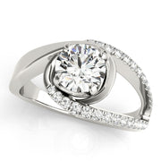 Dazzling Bypass Euro Shank Round Diamond Engagement Ring in 10K/14K gold and platinum with certified lab-grown or natural diamonds