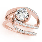 Dazzling Bypass Euro Shank Round Diamond Engagement Ring in 10K/14K gold and platinum with certified lab-grown or natural diamonds