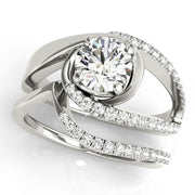 Dazzling Bypass Euro Shank Round Diamond Engagement Ring in 10K/14K gold and platinum with certified lab-grown or natural diamonds
