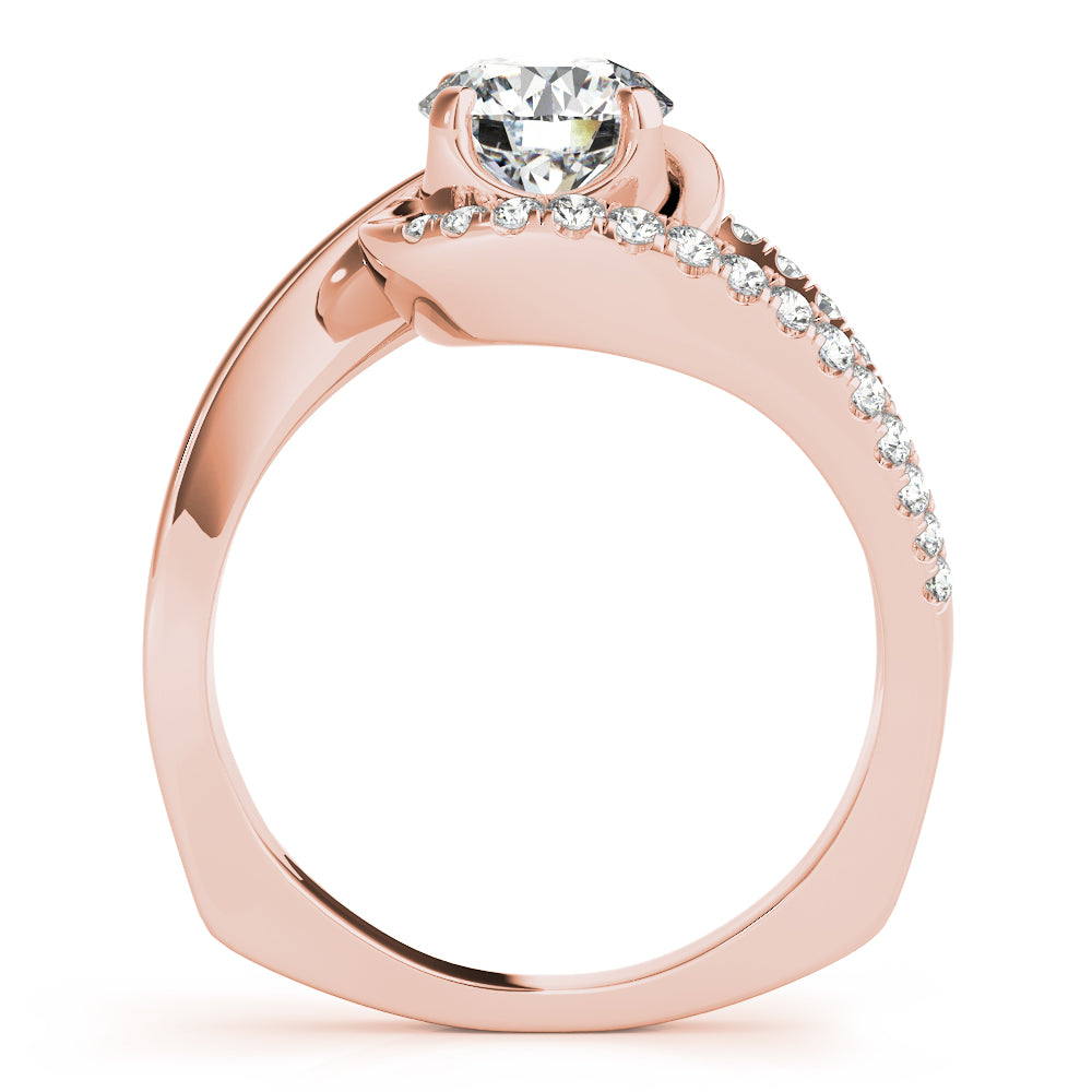 Dazzling Bypass Euro Shank Round Diamond Engagement Ring in 10K/14K gold and platinum with certified lab-grown or natural diamonds