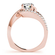 Dazzling Bypass Euro Shank Round Diamond Engagement Ring in 10K/14K gold and platinum with certified lab-grown or natural diamonds