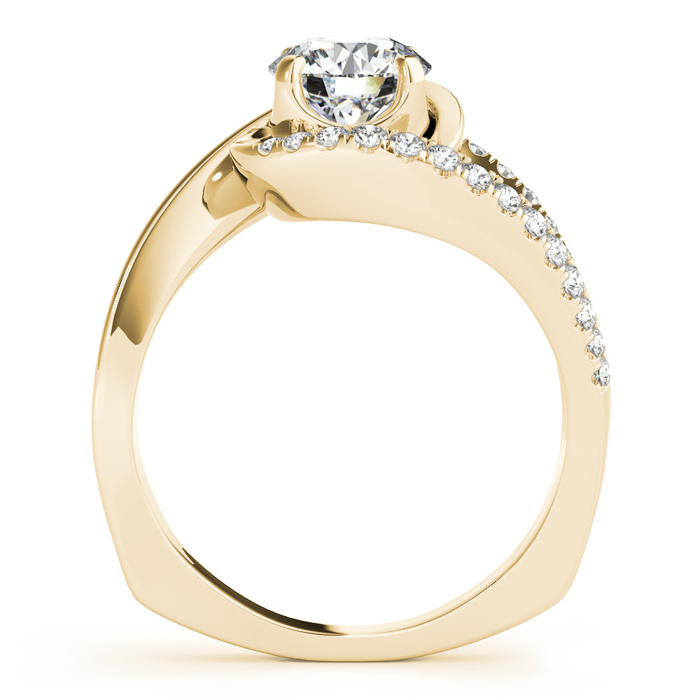 Dazzling Bypass Euro Shank Round Diamond Engagement Ring in 10K/14K gold and platinum with certified lab-grown or natural diamonds