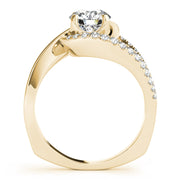 Dazzling Bypass Euro Shank Round Diamond Engagement Ring in 10K/14K gold and platinum with certified lab-grown or natural diamonds