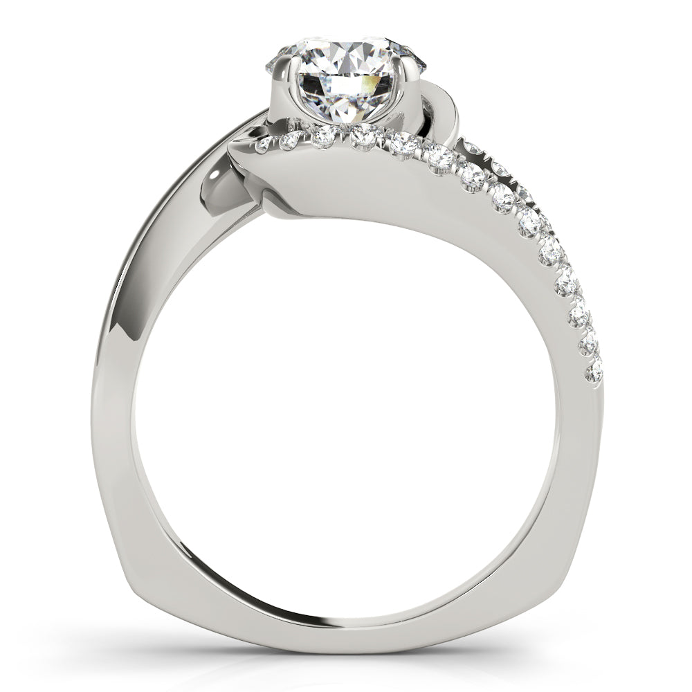 Dazzling Bypass Euro Shank Round Diamond Engagement Ring in 10K/14K gold and platinum with certified lab-grown or natural diamonds