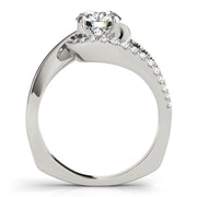 Dazzling Bypass Euro Shank Round Diamond Engagement Ring in 10K/14K gold and platinum with certified lab-grown or natural diamonds