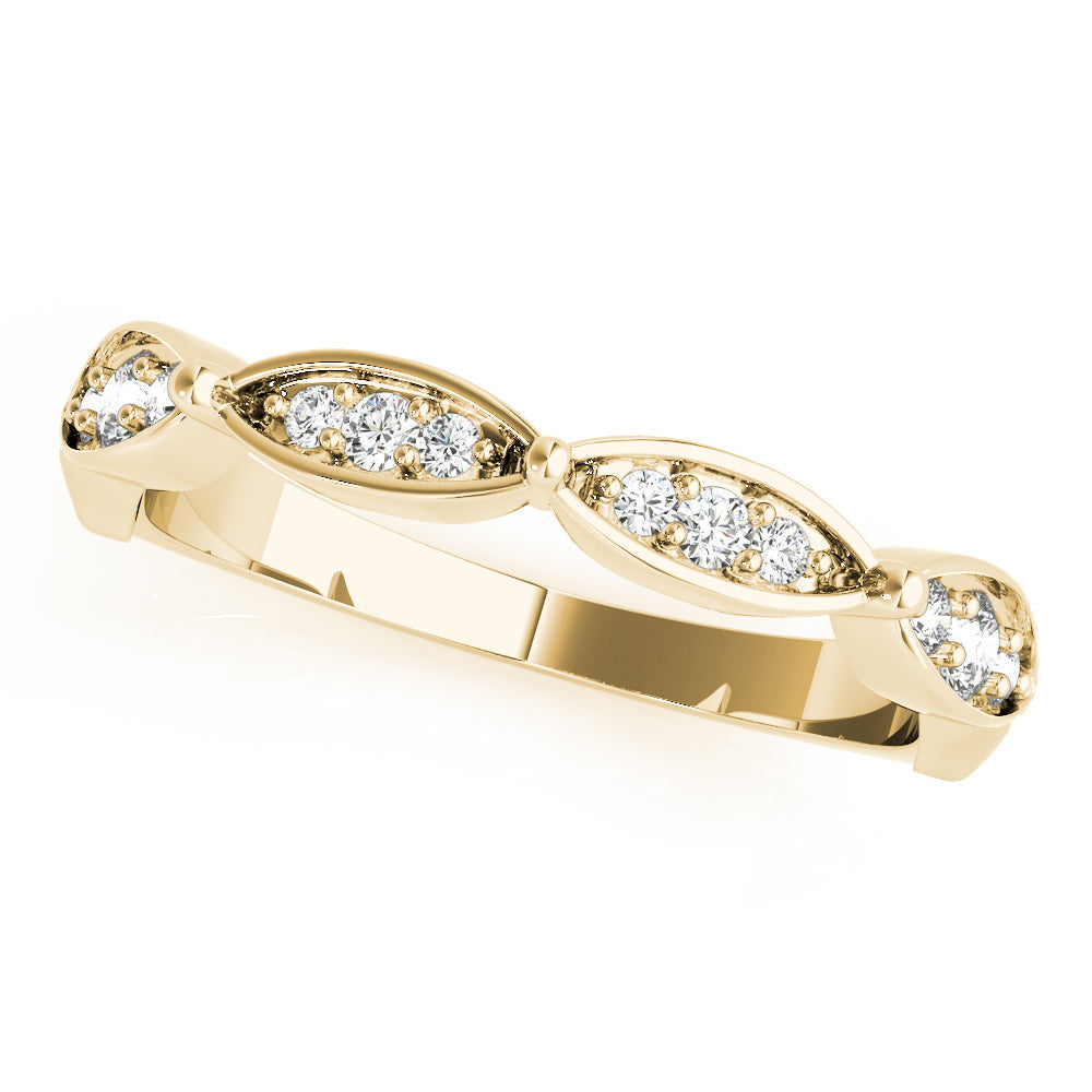 Scalloped Marquise Half Eternity Ring in 10K/14K gold and platinum with certified lab-grown or natural diamonds