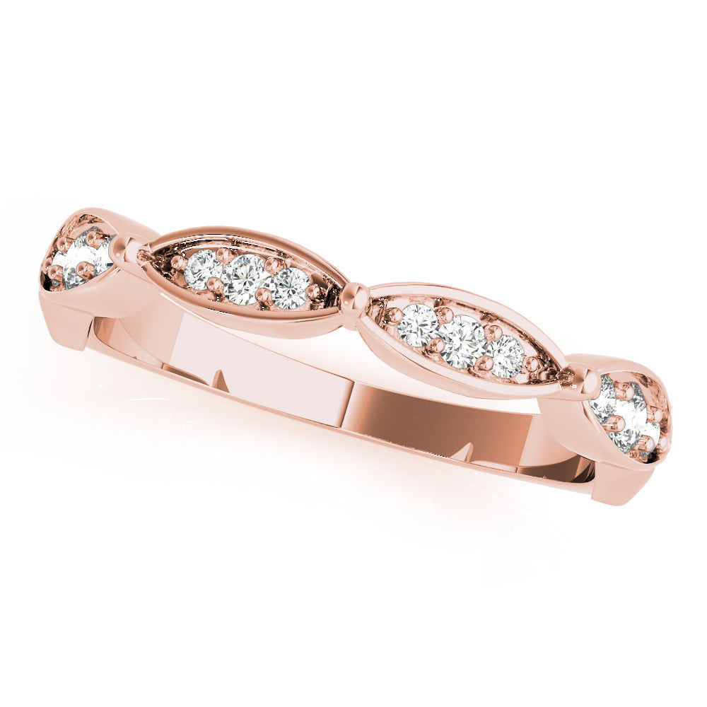 Scalloped Marquise Half Eternity Ring in Gold & Platinum