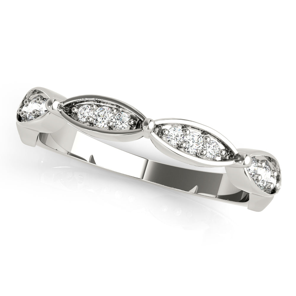 Scalloped Marquise Half Eternity Ring in Gold & Platinum