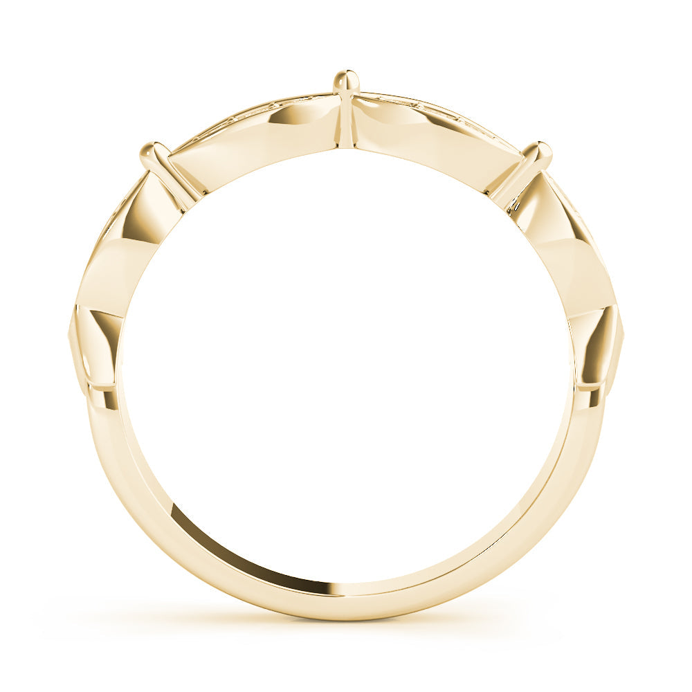 Scalloped Marquise Half Eternity Ring in Gold & Platinum