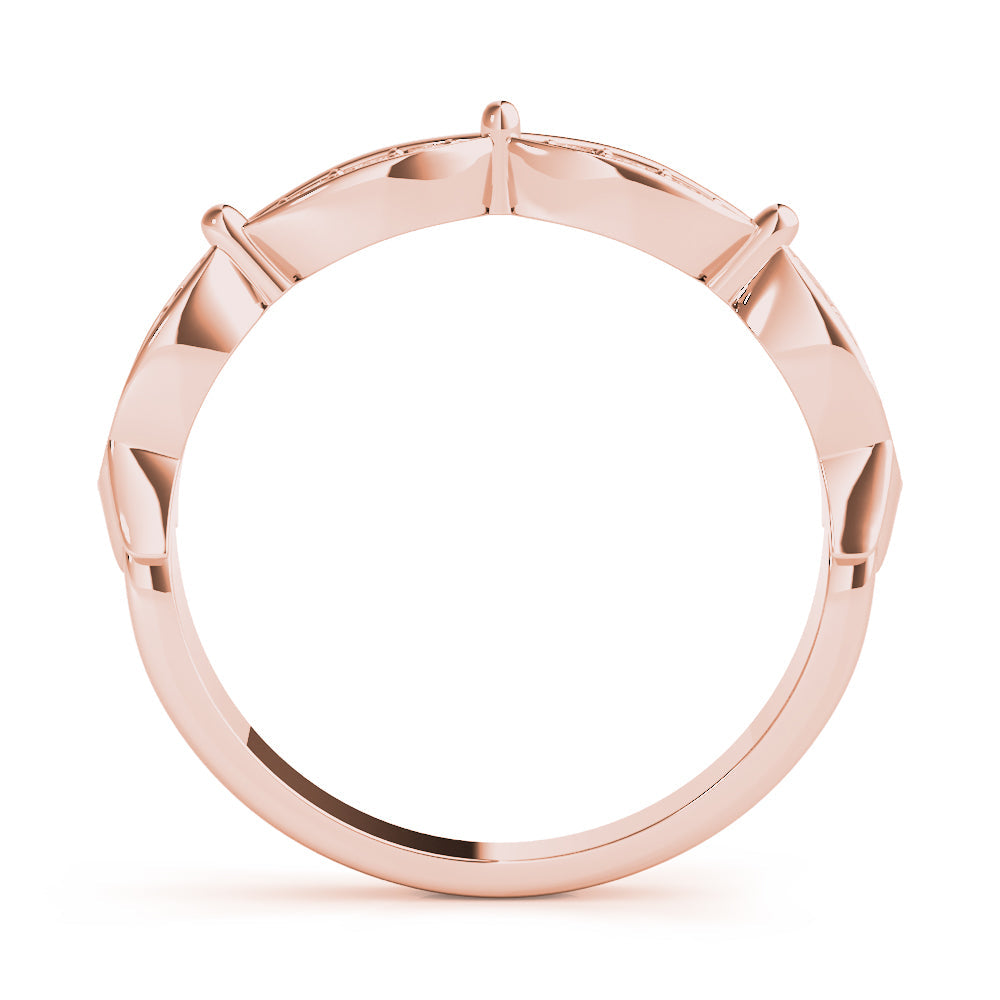 Scalloped Marquise Half Eternity Ring in Gold & Platinum