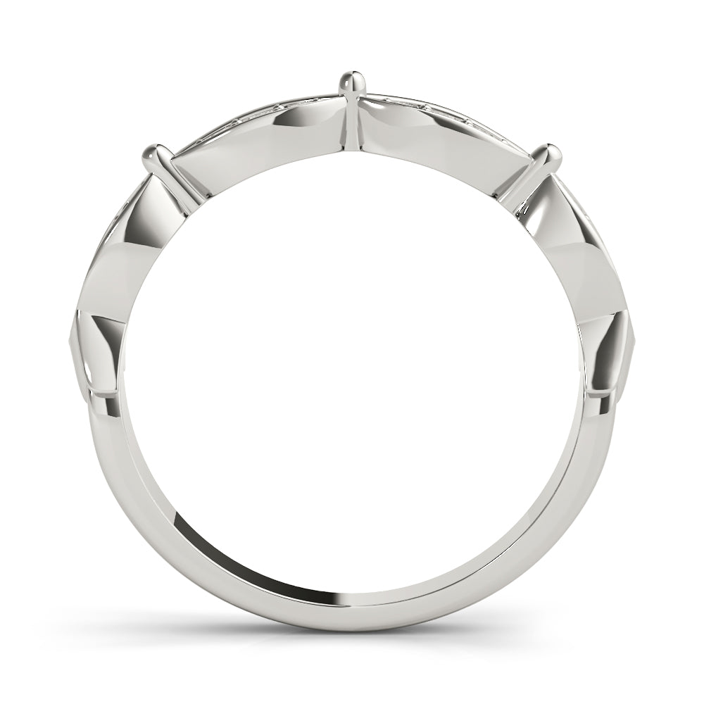 Scalloped Marquise Half Eternity Ring in Gold & Platinum
