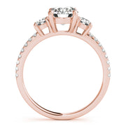 Round Three-Stone Pavé Side Diamond Engagement Ring in 10K/14K gold and platinum with certified lab-grown or natural diamonds