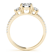Round Three-Stone Pavé Side Diamond Engagement Ring in 10K/14K gold and platinum with certified lab-grown or natural diamonds