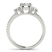 Round Three-Stone Pavé Side Diamond Engagement Ring in 10K/14K gold and platinum with certified lab-grown or natural diamonds