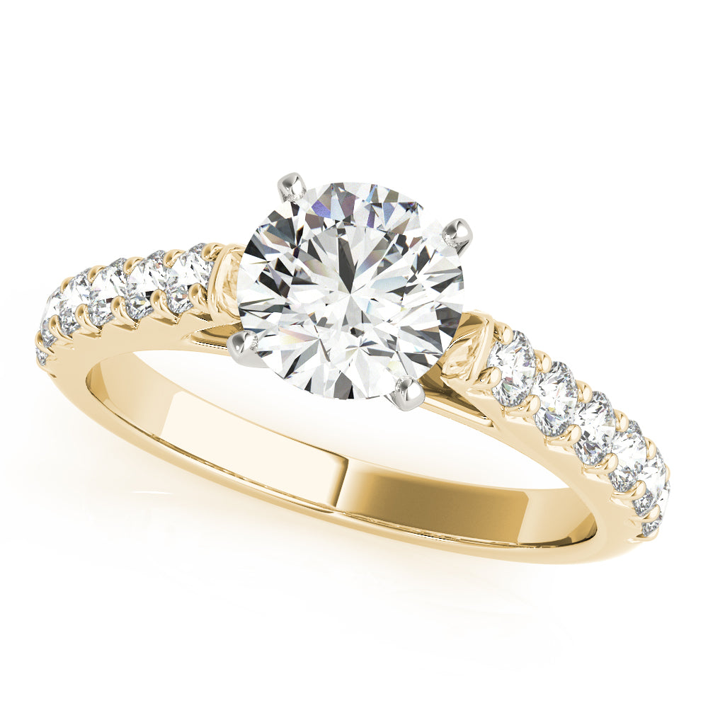 Regal Catherdal Semi-Mount Round Diamond Engagement Ring in 10K/14K gold and platinum with certified lab-grown or natural diamonds