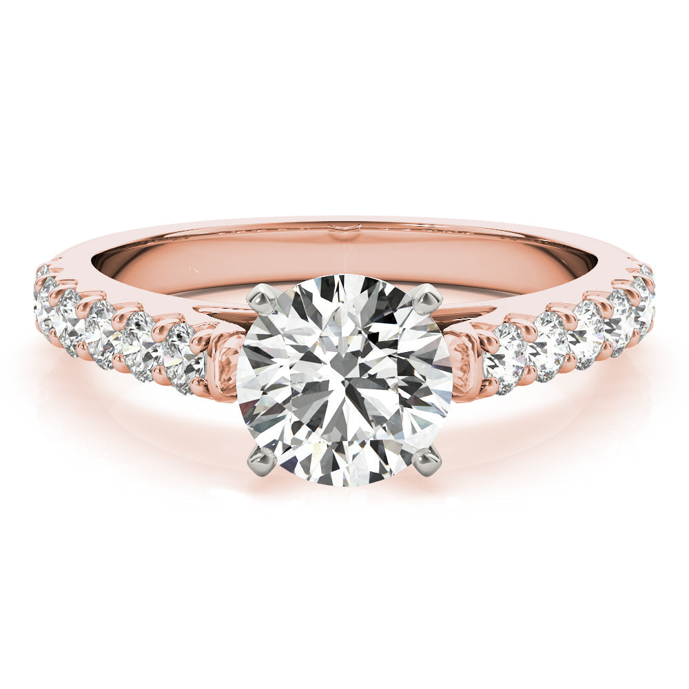 Regal Catherdal Semi-Mount Round Diamond Engagement Ring in 10K/14K gold and platinum with certified lab-grown or natural diamonds