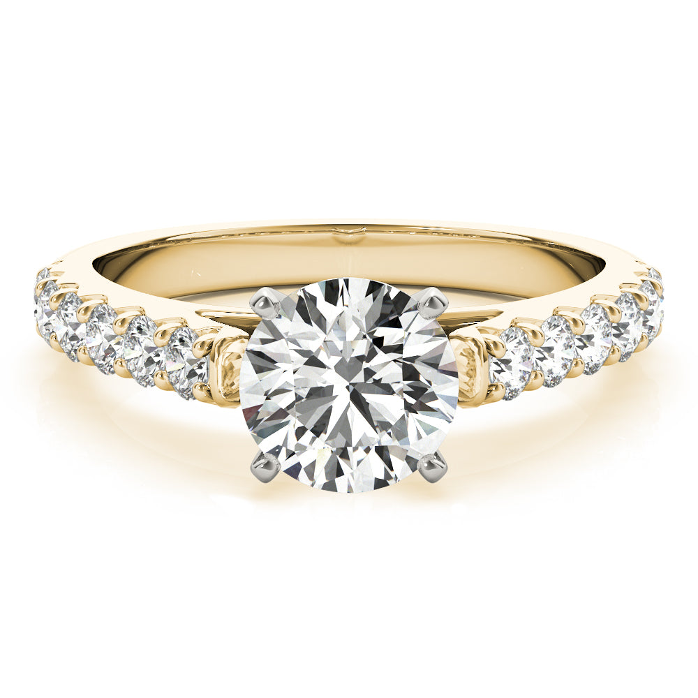 Regal Catherdal Semi-Mount Round Diamond Engagement Ring in 10K/14K gold and platinum with certified lab-grown or natural diamonds