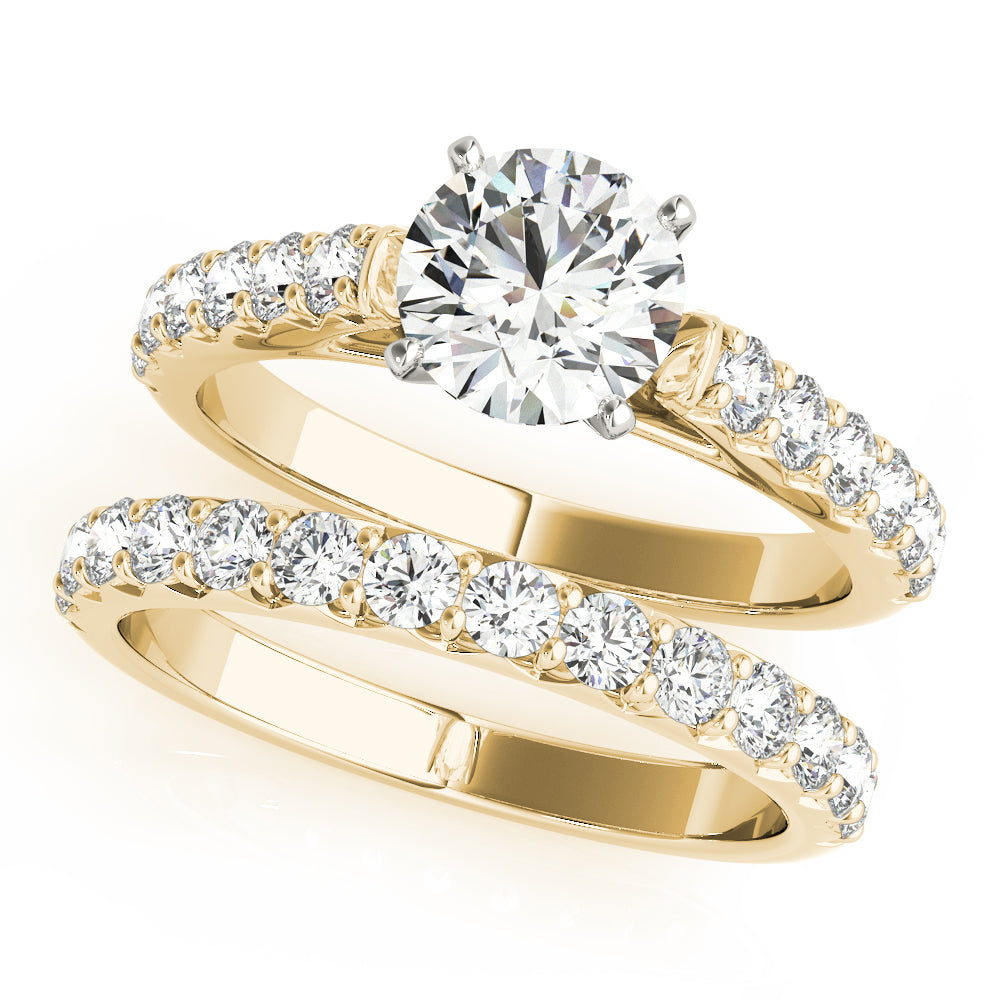 Regal Catherdal Semi-Mount Round Diamond Engagement Ring in 10K/14K gold and platinum with certified lab-grown or natural diamonds