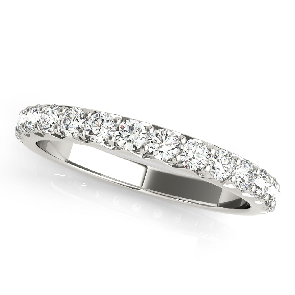 French-Cut Prong Set Half Eternity Ring in Gold & Platinum