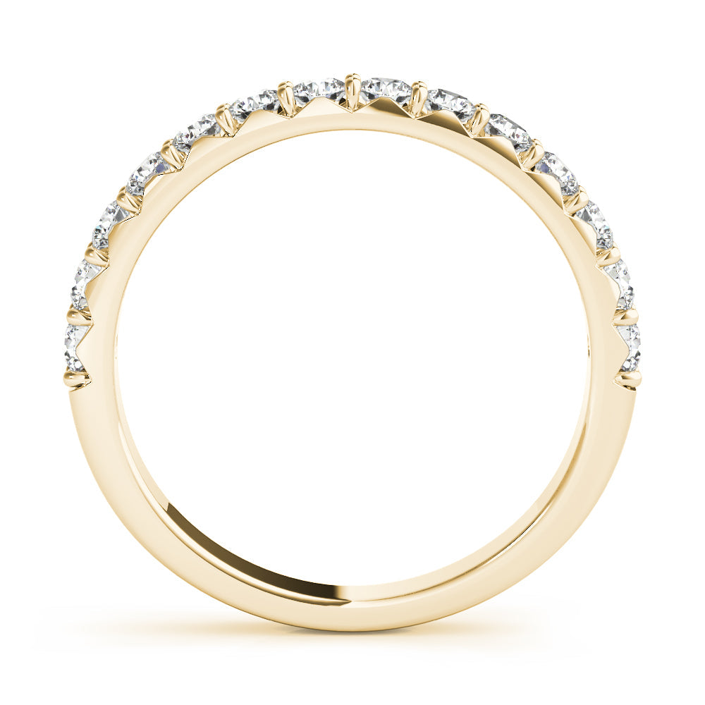 French-Cut Prong Set Half Eternity Ring in Gold & Platinum