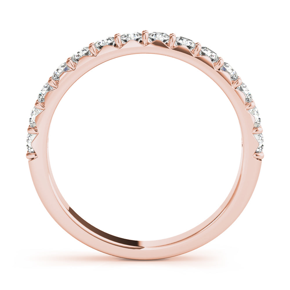 French-Cut Prong Set Half Eternity Ring in Gold & Platinum