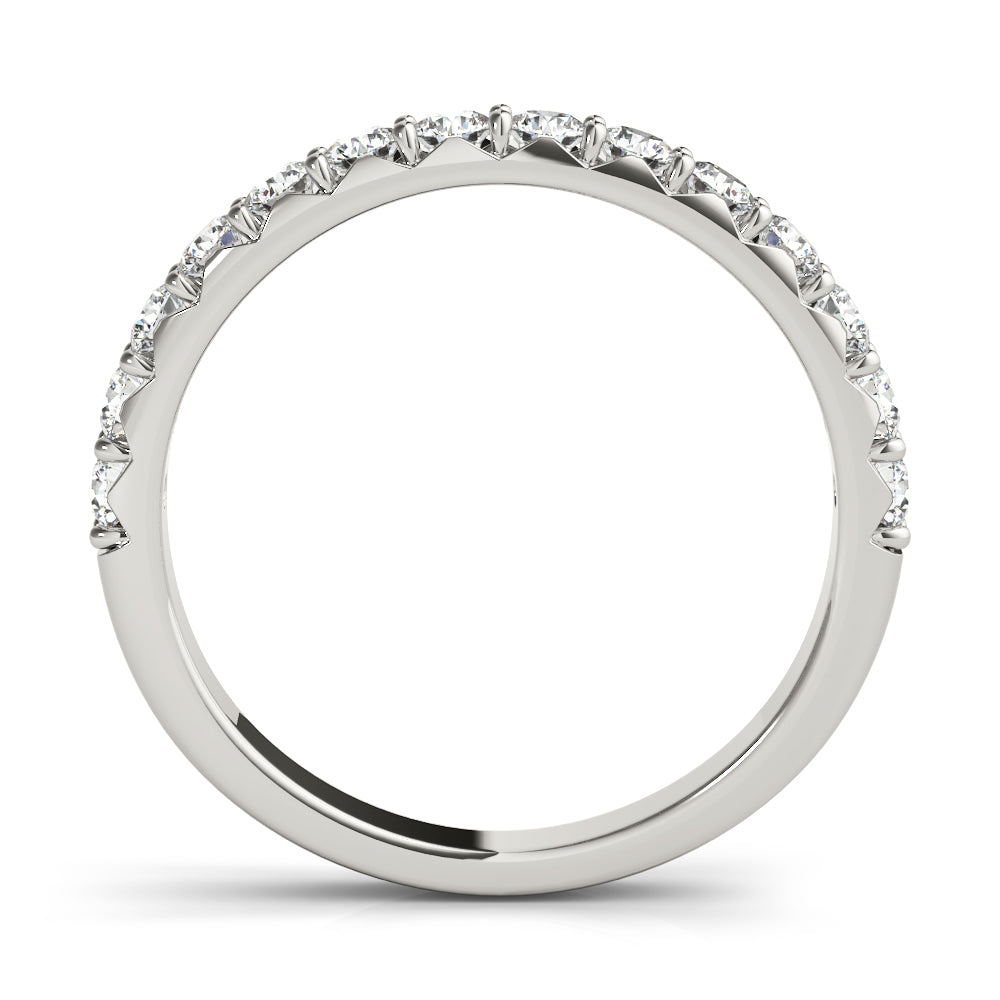French-Cut Prong Set Half Eternity Ring in Gold & Platinum